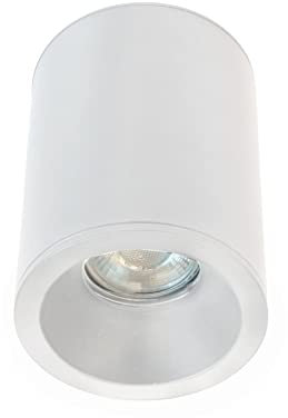 Wonderlamp Faretto superficie per interni ed esterni bianco, IP65, adatto per bagni, lampadina GU10, Cilindrico, Lutar