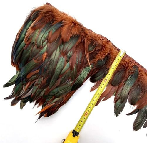 XIUCAI 1 Meter natürliche Hühner-Hahn-Schwanz-Federn, Fransen, Plumas-Bänder, DIY, Nähen, Kleidung, Hochzeitsdekorationen, Basteln, 13-18 cm