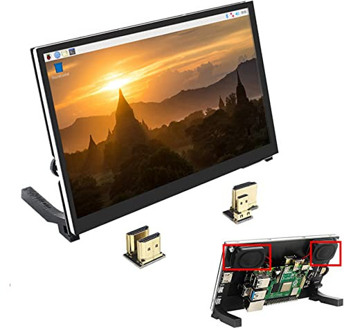 DIGISHUO Monitor touchscreen da 7 pollici per Raspberry Pi 4B/3B/3B+/2B | IPS FHD 1024 × 600 | Responsive e Smooth Touch | Doppio altoparlante integrato | Ingresso HDMI