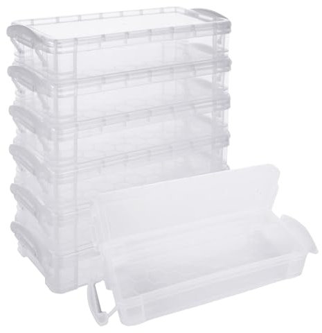 STARVAST 8 Stück Stapelbare Stiftebox, Durchsichtige Bleistiftboxen Stifte Aufbewahrung, Stiftebox Kinder für Kleinteile, Aquarellstifte, Pinselmalstifte, Zeichnungs Werkzeuge, Bürobedarf Organizer