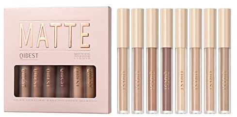 Set D: 8 Couleurs Mat Liquide Fard à Paupières Velours Hautement Pigmenté - Fumé Noir, Nude, Longue Durée, Séchage Rapide - Maquillage Kit