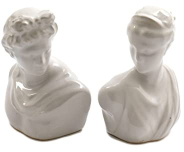 Novelty Ceramic David & Venus Design Cruet Set - Salt and Pepper Pots/Shakers - White - 9.5 cm