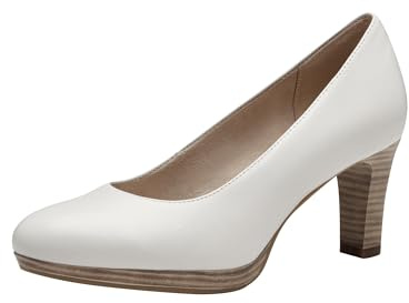 Tamaris Décolleté da donna con tacco a blocco in pelle bianco 37 EU