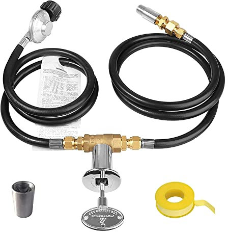 ELGE 1 Set Brenner Anschluss Kit Einstellbare Druckminderer Schlauch Steuerventil Ersatz mit 1/2 Zoll Steuerventil Schlüssel Set