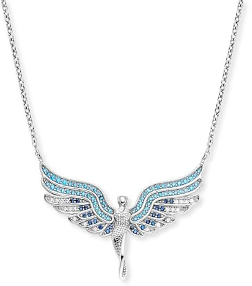Engelsrufer Damen Halskette aus Sterling Silber mit Engel in Silber und blauen Zirkonia, Karabinerverschluss, nickelfrei, Größe: 40+4 cm, ERN-FLYANGEL-ZIBL