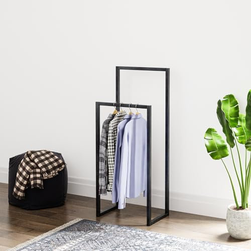 [en.casa] Kleiderständer Holtålen mit 2 Kleiderstangen Garderobenständer Schwarz Standgarderobe Metall Jackenständer 90 x 40 x 25 cm Flurgarderobe