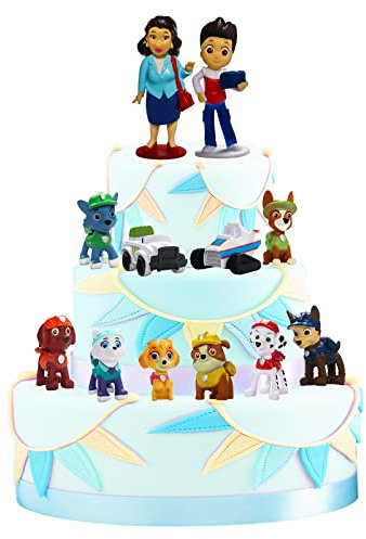 Dog Cake Toppers, 12 Pcs Dog Figures Set Birthday Cake Dolls Toppers Decorations Cupcake Toppers Party Decorations Supplies for Kids Boy Girl Birthday Shower Party Supplies