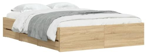 vidaXL Bettgestell mit Schubladen Sonoma-Eiche 120x200cm Holzwerkstoff