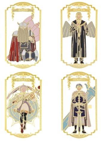 Xinchangda Frieren: Beyond Journey's End Anime-Lesezeichen, 4-teiliges Set, Frieren/Himmel/Heiter/Eisen, metallisch, bunt, hohl, periphere Hommage Lesezeichen