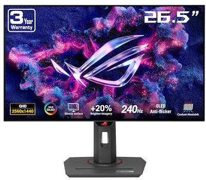ASUS ROG Strix OLED XG27AQDMG gaming monitor ― 27-inch 1440P glossy WOLED, 240Hz, 0.03ms, custom heatsink, OLED Anti-flicker, uniform brightness, G-SYNC compatible, DisplayWidget Center