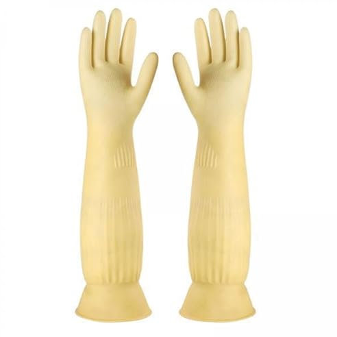 Colcolo 3x Gants de Vaisselle 45 Cm Antidérapants Doux Imperméables à Manches Longues Faciles à Porter Gants de Cuisine Réutilisables pour Le Travail de