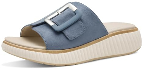 Jana Damen Pantoletten mit Schnalle Vegan, Blau (Denim), 40 EU