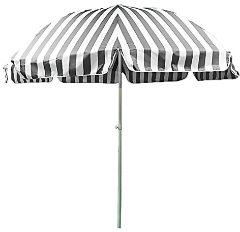 Parasol de plage d'extérieur avec auvent en tissu Oxford, parasol de terrasse rayé avec 3 couches de baleines coupe-vent, 2,3 m, Noir+Blanc