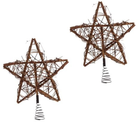 LABRIMP 2stücke Weihnachtsbaumspitze Stern Dekoration Mit Spiralbasis Rattan Tannenbaum Topper Für Weihnachtsbaum Hochzeiten Fotorequisiten Und Festliche Anlässe