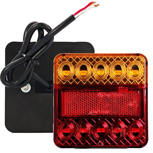 CXTM LED Anhänger Rückleuchten 12V Universelle Wasserdichte Rücklicht Anhänger für PKW, LKW, Wohnwagen und Nutzfahrzeuge (2 Pcs Gelb LED Rückleuchten)