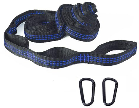 2 Stück,Hängematte Befestigung 2 m x 2,5 cm,Seil Für Hängematte Mit 6 Schlaufen,Hängemattengurte,Hängematte Befestigungs Set,Mit 2 Hakenkarabinern,Für Hängematte Hängesessel Schaukel Camping Outdoor