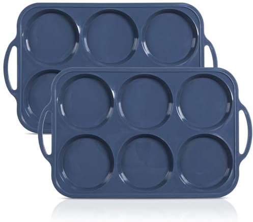 Vnray 2Pcs Jumbo Silicone Muffin Top Pan 4 Inch with Metal Frame, Non Stick Silicone Egg Mold for Oven, Large Whoopie Pie Baking Pan with Handle for English Breakfast Sandwich, Egg Bite, Bun Tart Grey