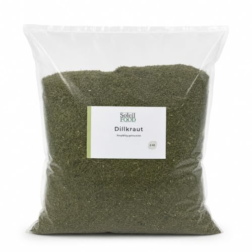 SoleilFOOD 1kg Dillkraut geschnitten getrocknet Gewürze Kräuter Kraut | Ideal für Fisch, Soßen & Dips