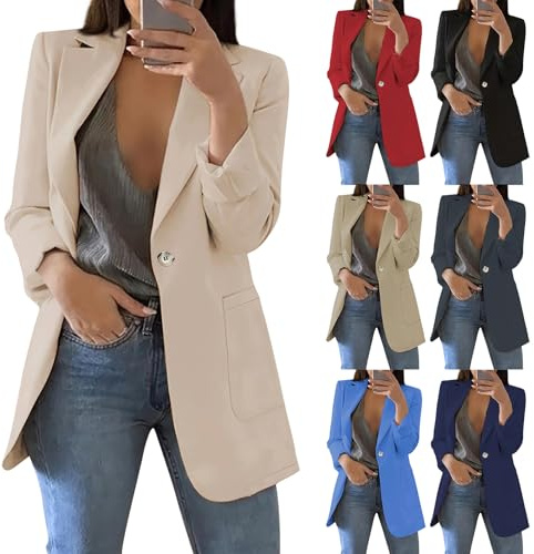 Generisch Hosenanzüge für Damen Blazer Beige Damen Weiße Jacke Damen Blazer Beige Damen Blazer Pink Blazer Flieder Damen Damen Blazer Kariert Damen Blazer Sportlich Elegant Blazer Beige 2Xl