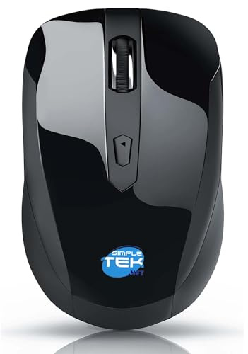 SIMPLETEK - Mouse Bluetooth Ergonomico Nero | Silenzioso, 3 Tasti, 1600 DPI | Perfetto per PC, Laptop e Smartphone