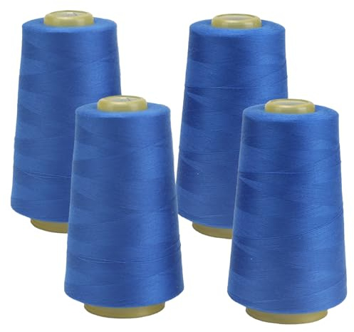 FOGAWA 4 Rollen Nähgarn Polyester Nähgarn Nähmaschinengarn, 40s/2, 3000 yards, Garnspule Overlockgarn für Näharbeiten, Quilten, Patchwork, Kleidung(Dunkelblau 2840)