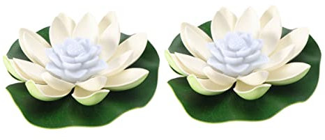 Warmhm 2st Bunte Lotuslampe Solares Lotuslicht Unterlage Poollicht Lotus Solarleuchten Im Freien Solarleuchten Blumen -solar-gartenleuchten Schwimmbad Weiß Eva-Schaum