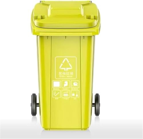 TINGMIAN Bidone Spazzatura Esterni 100L 120L 240L Grande Bidone Della Spazzatura Cucina, con Coperchio E Ruote, Cestino Rifiuti Resistente For Patio, Cortile, Terrazza, Ciglio Della Strada(Yellow,240L