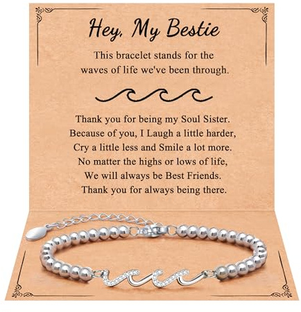QWNHONEY Mothers Day Gifts for Best Friend Birthday Gifts for Women Friendship Bff Bestie Bracelets Christmas The Waves of Life We've Through Together
