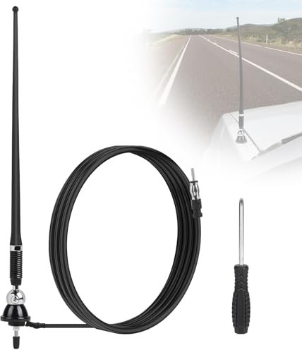 DBREAKS Antena para Barco Marina, Antena Universal FM Am Impermeable, Antena Radio de Goma 16'', para Coches, Barcos, Yates, Autocaravanas, Camiones
