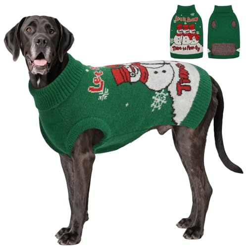 IECOii Sweater Für Hunde,Schildkrötenhals Hunde Fleece Pullover,Weihnachtspulli Hund,Gestrickt Hundepullover Halloween,PulloverHunde,Einfach Auf Hundekleidung,Weich Weihnachtspullover Hund,Grün,4XL