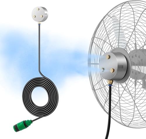 Windigaga Ventiladores para refrigeración al aire libre, kit de ventilador magnético con diseño de triple boquilla, línea de nebulización de 16.4 pies, kit de nebulización de ventiladores exteriores