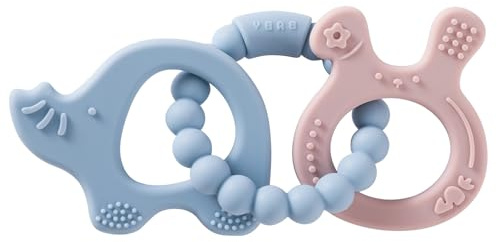 Baby Beißspielzeug, Beißring für Babys ab 3 Monaten, Silikon Greifling Baby, Kühlendes Beißspielzeug zur Schmerzlinderung, Zahnfleisch Massieren & Stimulieren (Blau)