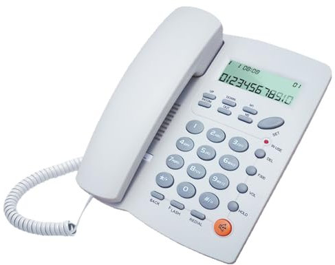 Ailan Téléphone interphone pour Bureau/hôpital/hôtel avec Identification de l'appelant Téléphone de Bureau Filaire avec écran et Volume réglable, Blanc