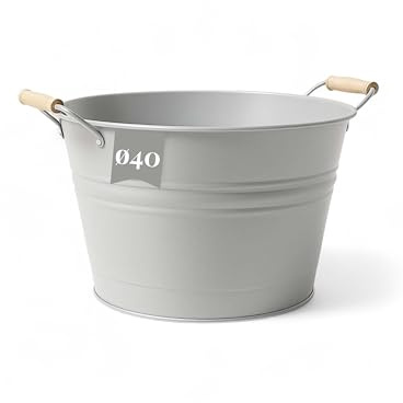 LIVLIG - Vaschetta in zinco, diametro 40 cm, versatile in latta per piante, per laghetto da giardino, 30 l, ideale decorazione da giardino e decorazione per feste in giardino