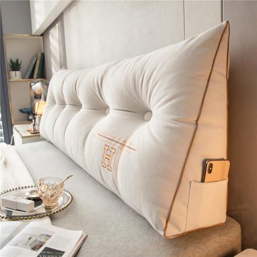 Almohada de lectura triangular para cama, cojín grande en forma de cuña, diseño ergonómico con soporte lumbar, almohada larga de espuma viscoelástica para cama, sofá, suelo, suave (tamaño: 60 x 50 x