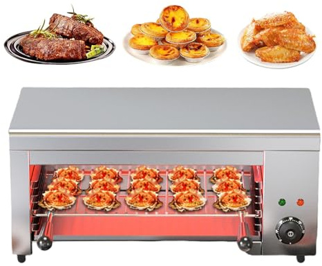 TBANVOO Horno Parrilla para Queso Empotrado Acero Inoxidable con Temp. 122-572°F, 2000W Salamandra Eléctrica Fundidora para Sándwiches Cheese Steak