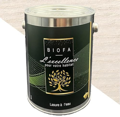 Lasure à l'eau Biofa 2,5L - pour bois intérieur et extérieur - Faible en COV (Blanc Transparent)