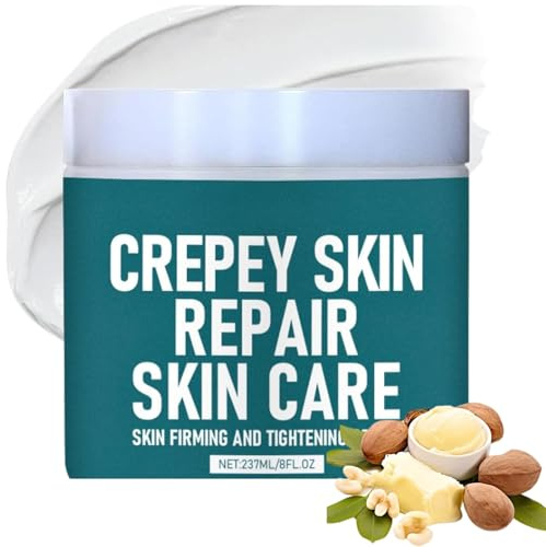 Crepey Skin Repair Treatment, Skin Tightening Cream for Face, Firming Cream with Hyaluronic Acid & Shea Butter to Deeply Moisturize & Tighten Wrinkly Dry Crepe Skin, Day & Night Moisturiser,8oz