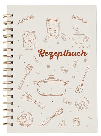 Hyggartn Rezeptbuch zum selber schreiben | Kochbuch selbst schreiben A5 mit Inhaltsverzeichnis & Hardcover, Fadenbindung, DIY Rezepte Buch zum Ausfüllen 100 Rezepte, Backbuch schreiben (Hellkhaki)
