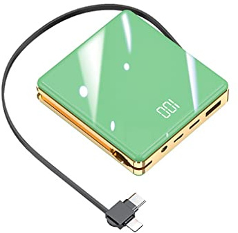 Power Bank, Creative Mini Three-in-one con il proprio cavo 20000mAh Alimentatore mobile a ricarica rapida durevole (Colore: Verde, Dimensioni: 20000mAh)