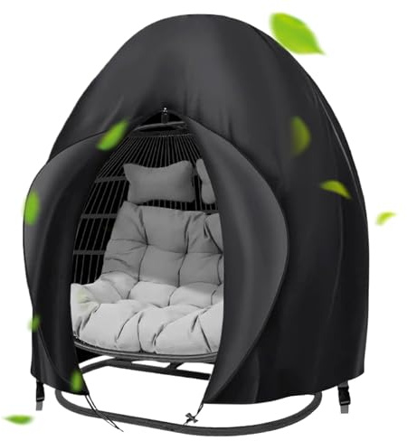 Protection Siège Suspendu - Bâche Étanche Œuf Deux Places avec Zip Résistant, Couvre-Chaise Extérieure Solide | Housse Mobilier Patio pour Balancelle Véranda Jardin Meuble Extérieur Défense Vent