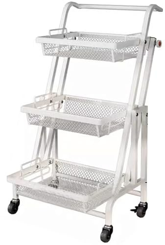 Shelf Organiser Adjustable Metal Trolley for Kitchen Bedroom Balcony - Extendable Snacks Fruits Vegetables Organizer Rack with Mobile Small Flower Stand