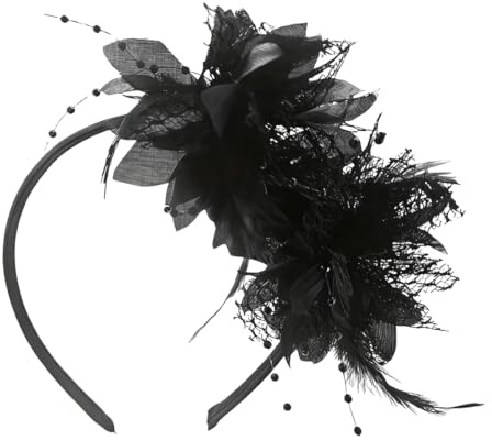 ZORVYN Fascinator Damen Schwarz für Karneval Fasching Halloween 20er Jahre Kopfschmuck mit Feder als Haarreif Vintage Charleston Accessoires