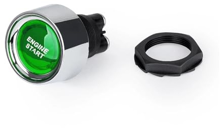 Interruttori a pulsante per auto Pulsante di avviamento del motore dell'auto 50A Interruttore senza chiave DC 12V/24V piccolo da corsa Interruttori accensione(Green)