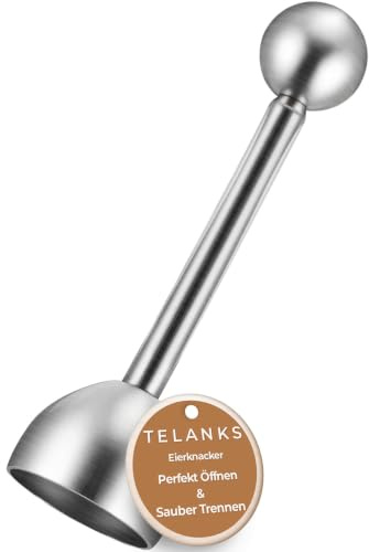 TELANKS Eierköpfer aus Hochwertigem Edelstahl, Eieröffner | Spülmaschinengeeignet, für Verschiedene Eiergrößen Geeignet, für Gekochte Eier