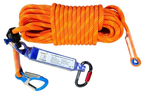 DIJJIG 10m Absturzsicherungsseil mit Falldämpfer,Seilgreifer CE | Vertikale Auffangvorrichtung mit Seilgreifer, Material: Aluminiumlegierung, zum Baumklettern und Arbeiten in der Höhe