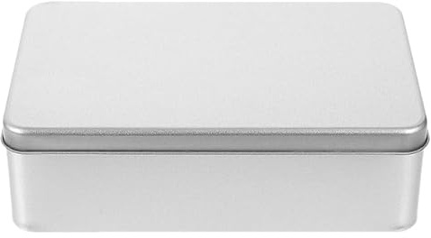 Abaodam Large Biscuit Tin Box Rectangular Metal Cookie Container with Lid | Silver Tinplate Storage Case for Baking Pastry Snack Event Transport, Empty Home Kitchen Organizer