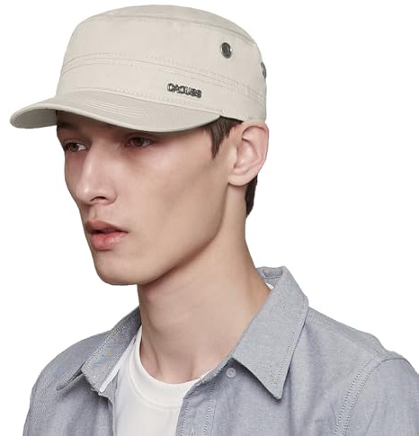 CACUSS Herren Baumwolle Vintage Army Kappe Cadet Hat Military Flat Top Verstellbare Baseballmütze Sommer Trucker Hut