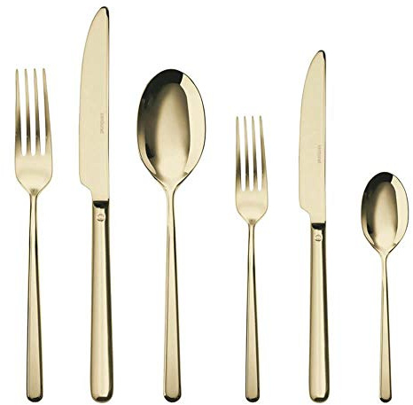 Sambonet Besteck-Set Linear PVD 36-teilig, Champagner Besteck-Set