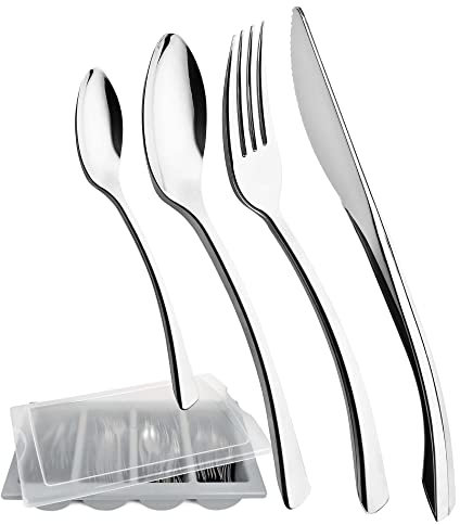 GRÄWE Tafelbesteck 200 teilig für 50 Personen, Besteck aus Kunststoff inkl. Gastrokasten - wiederverwendbar